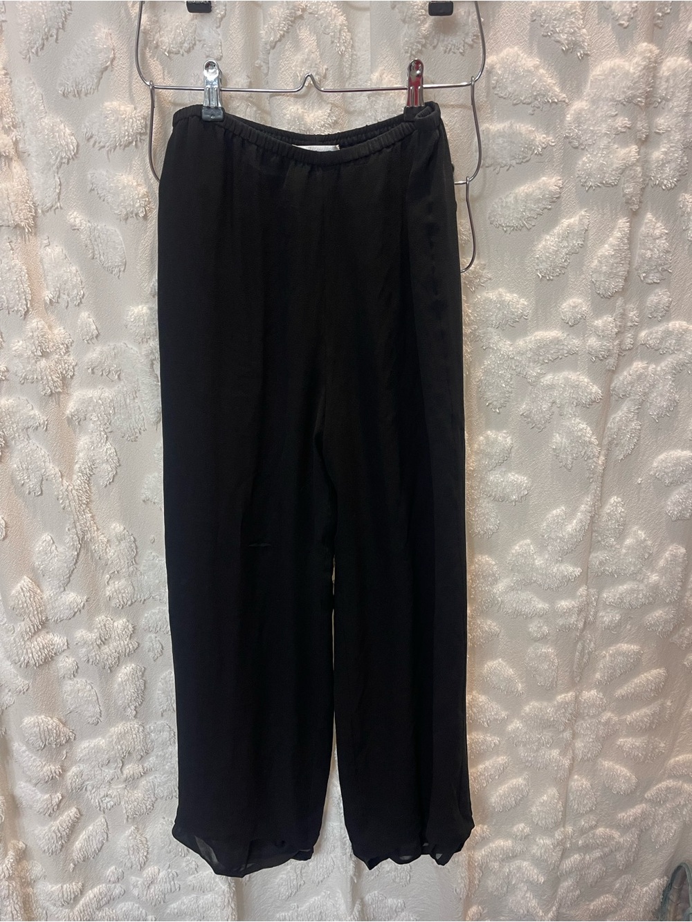 100% silk wide leg pants with elastic waistband